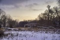 Snowy trees in OntarioÃ¢â¬â¢s Ojibway provincial park during the wi Royalty Free Stock Photo